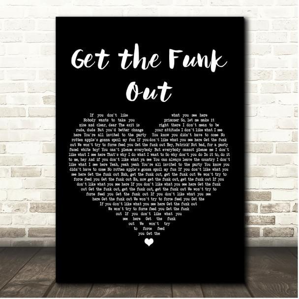 Extreme Get the Funk Out Black Heart Song Lyric Print