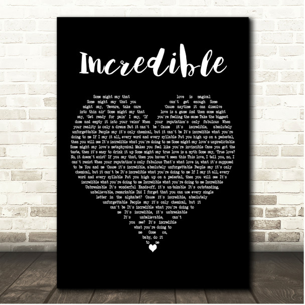 Gary Barlow Incredible Black Heart Song Lyric Print