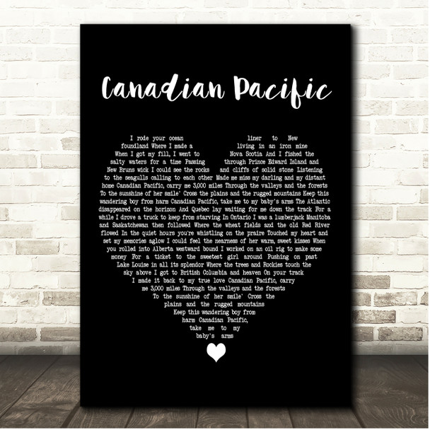 Hank Snow Canadian Pacific Black Heart Song Lyric Print