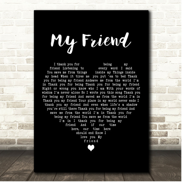 Hardline My Friend Black Heart Song Lyric Print