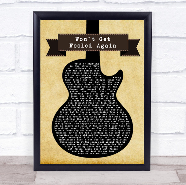 The Who Won't Get Fooled Again Black Guitar Song Lyric Music Wall Art Print