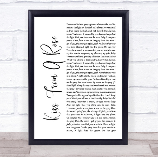 Seal Kiss From A Rose White Script Song Lyric Music Wall Art Print