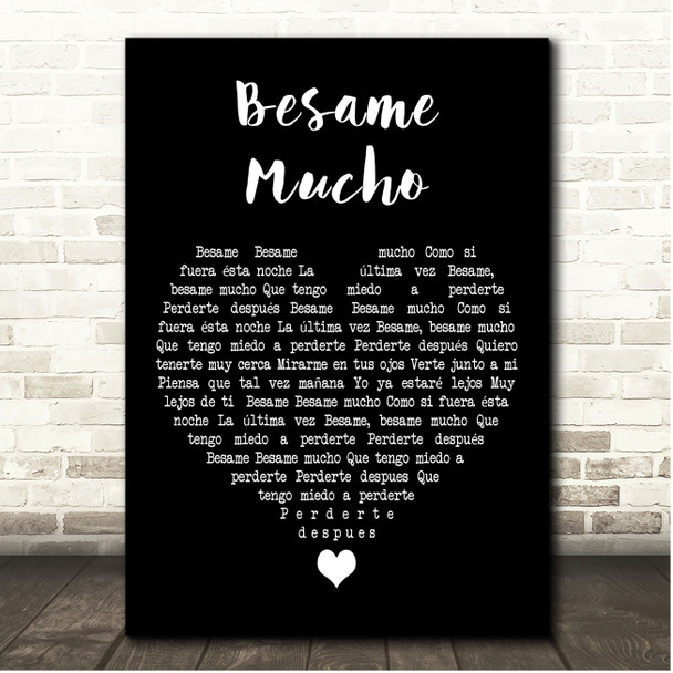 Andrea Bocelli Besame Mucho Black Heart Song Lyric Print