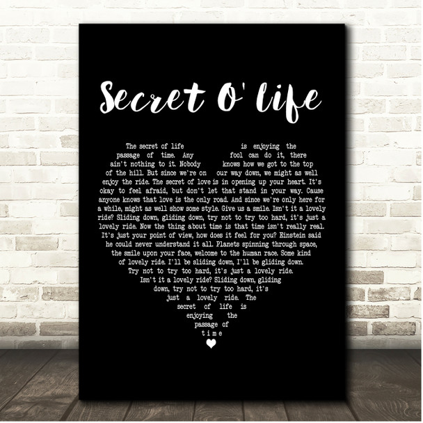 James Taylor Secret O' Life Black Heart Song Lyric Print