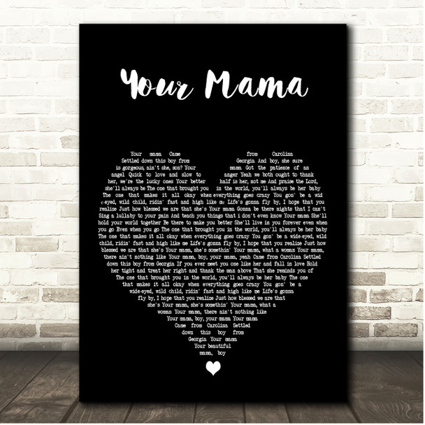 Jason Aldean Your Mama Black Heart Song Lyric Print