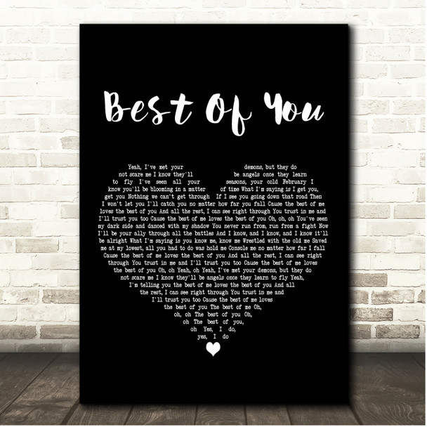 Andy Grammer Best Of You Black Heart Song Lyric Print