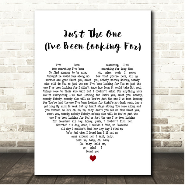 Johnnie Taylor Just The One (Ive Been Looking For) White Heart Song Lyric Print