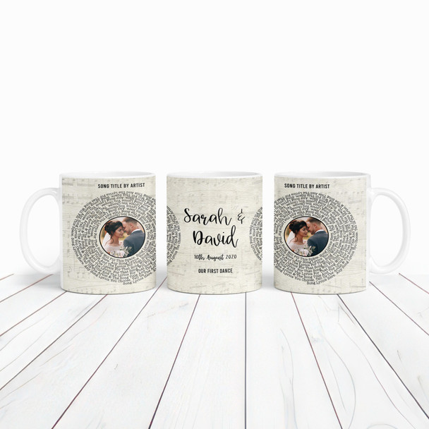 Double Script Vinyl First Dance Any Song Lyrics Music Gift Personalized Mug