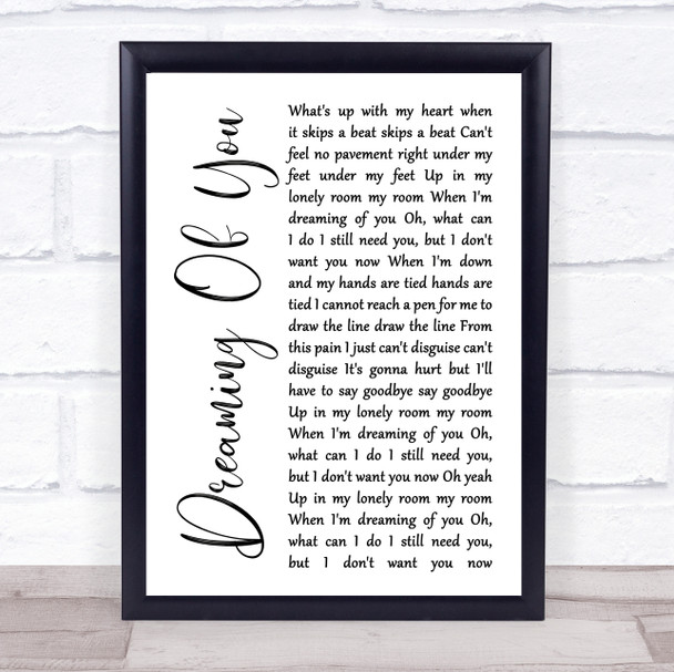 The Coral Dreaming Of You White Script Song Lyric Music Wall Art Print