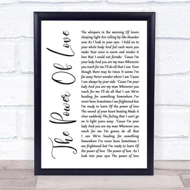 Celine Dione The Power Of Love White Script Song Lyric Music Wall Art Print