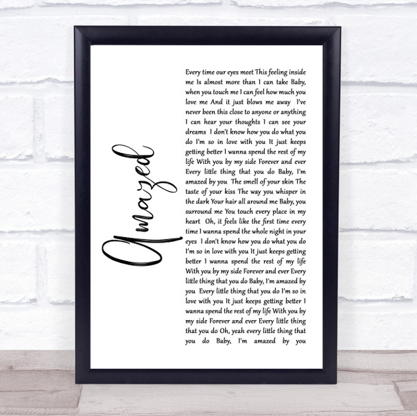 Lonestar Amazed White Script Song Lyric Music Wall Art Print