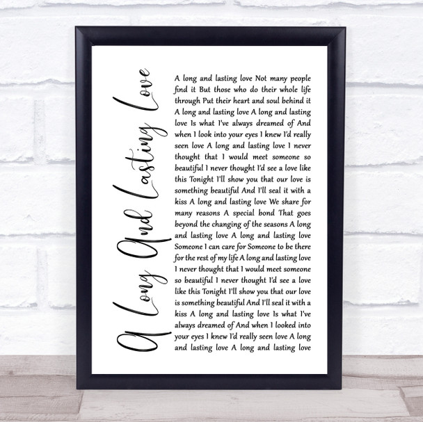 Crystal Gayle A Long And Lasting Love White Script Song Lyric Music Wall Art Print