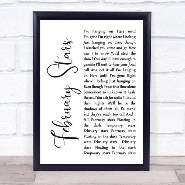 Foo Fighters February Stars White Script Song Lyric Music Wall Art Print