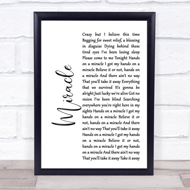Foo Fighters Miracle White Script Song Lyric Music Wall Art Print