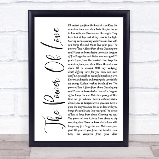 Frankie Goes To Hollywood The Power Of Love White Script Song Lyric Music Wall Art Print