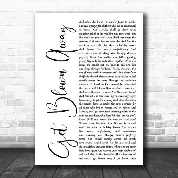 Ocean Colour Scene Get Blown Away White Script Song Lyric Music Wall Art Print