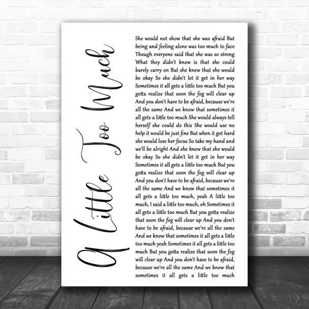 Shawn Mendes A Little Too Much White Script Song Lyric Music Wall Art Print