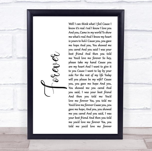Aaron Lewis Forever Rustic Script Song Lyric Quote Print