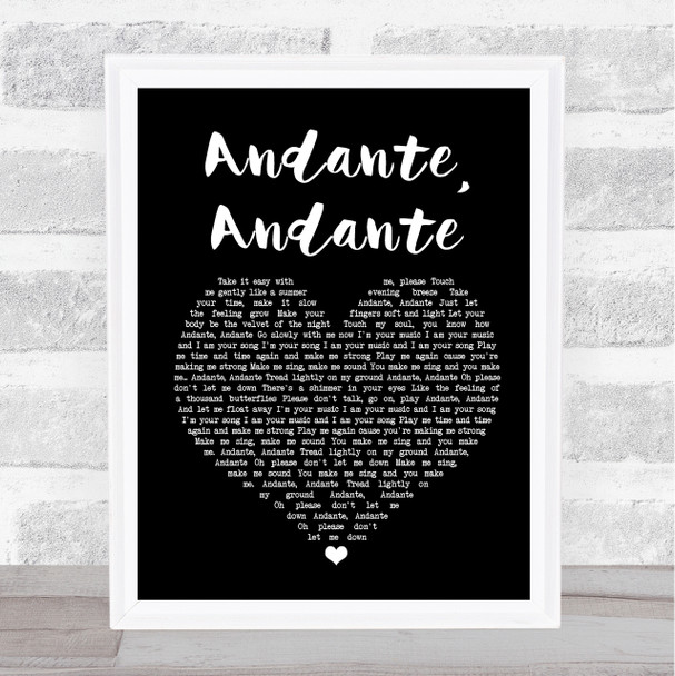 ABBA Andante, Andante Black Heart Song Lyric Quote Print