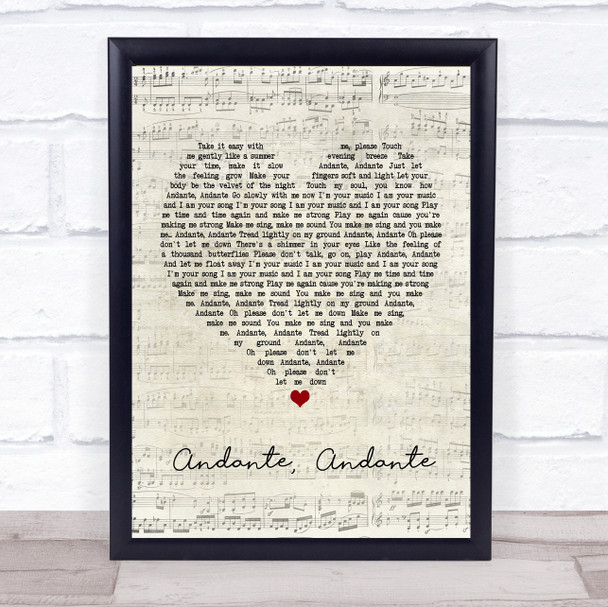 ABBA Andante, Andante Script Heart Quote Song Lyric Print