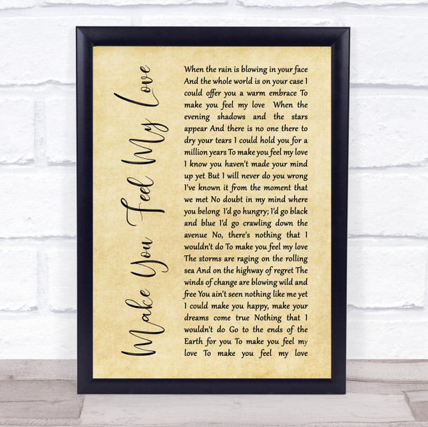 Adele Make You Feel My Love Rustic Script Song Lyric Quote Print