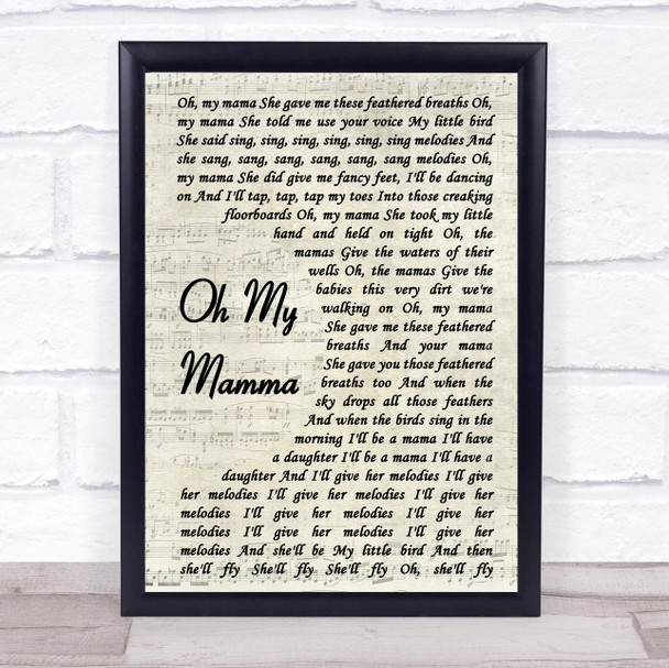 Alela Diane Oh My Mamma Song Lyric Vintage Script Quote Print