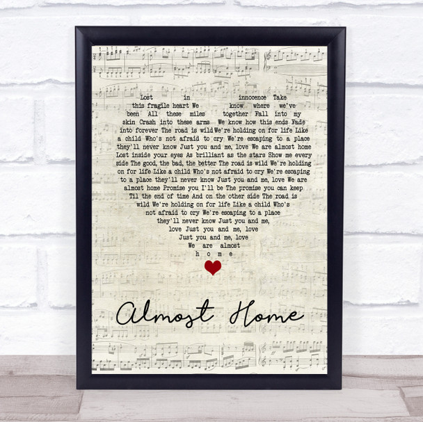 Alex & Sierra Almost Home Script Heart Song Lyric Quote Print