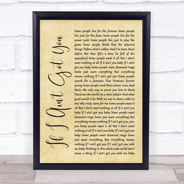 Alicia Keys If I Ain't Got You Rustic Script Song Lyric Quote Print