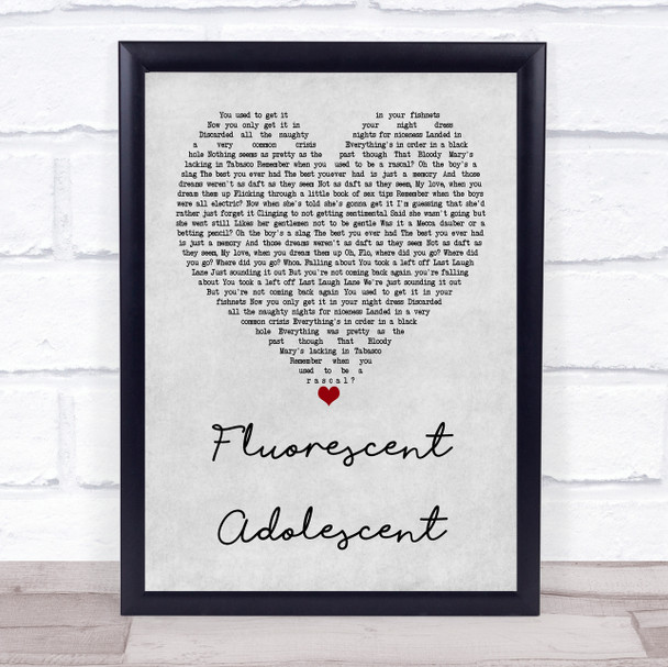 Arctic Monkeys Fluorescent Adolescent Grey Heart Quote Song Lyric Print