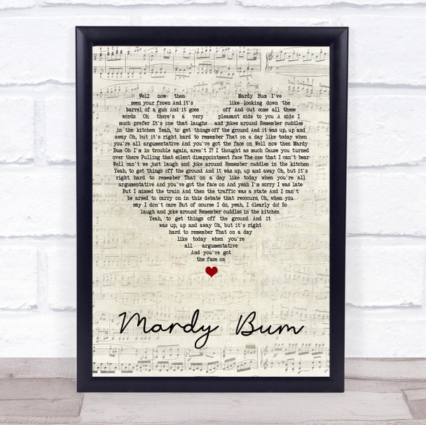 Arctic Monkeys Mardy Bum Script Heart Song Lyric Quote Print