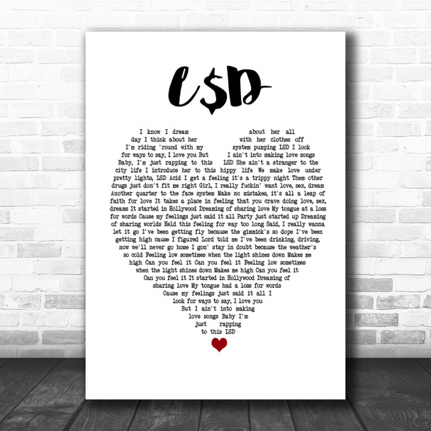 Asap Rocky L$D Heart Song Lyric Quote Print