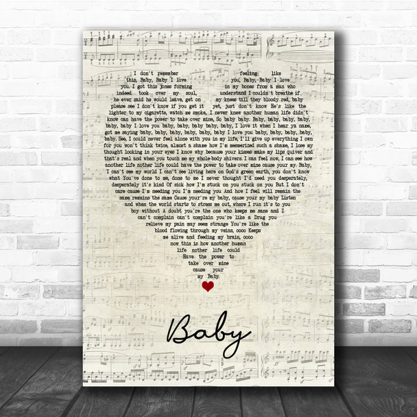 Ashanti Baby Script Heart Quote Song Lyric Print