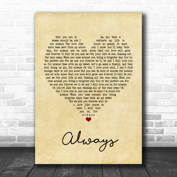 Atlantic Star Always Vintage Heart Quote Song Lyric Print