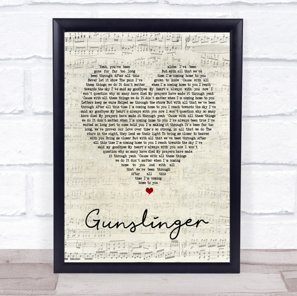 Avenged Sevenfold Gunslinger Script Heart Song Lyric Quote Print