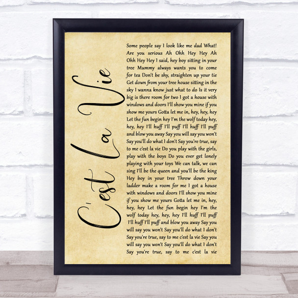 B Witched C'est La Vie Rustic Script Song Lyric Quote Print