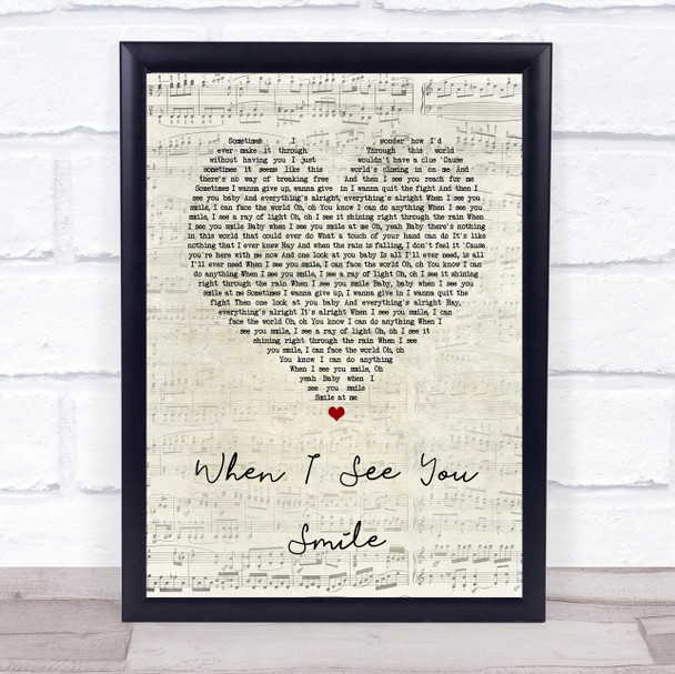 Bad English When I See You Smile Script Heart Song Lyric Quote Print