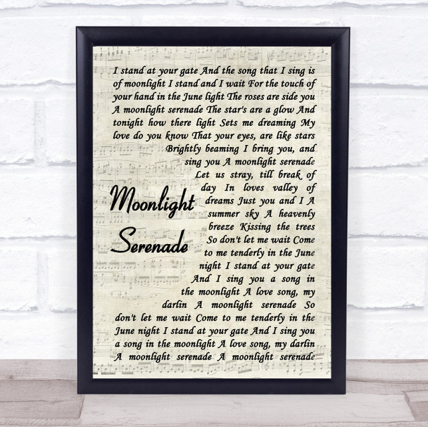 Barry Manilow Moonlight Serenade Song Lyric Vintage Script Quote Print