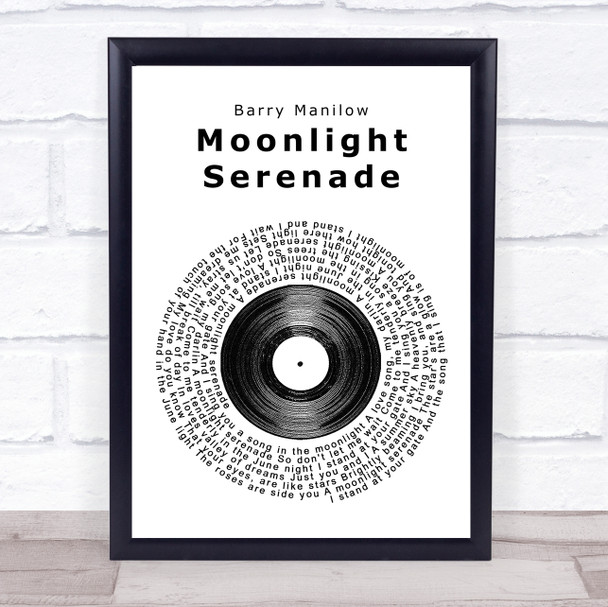 Barry Manilow Moonlight Serenade Vinyl Record Song Lyric Quote Print