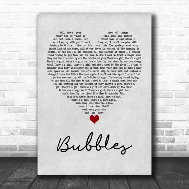 Biffy Clyro Bubbles Grey Heart Quote Song Lyric Print