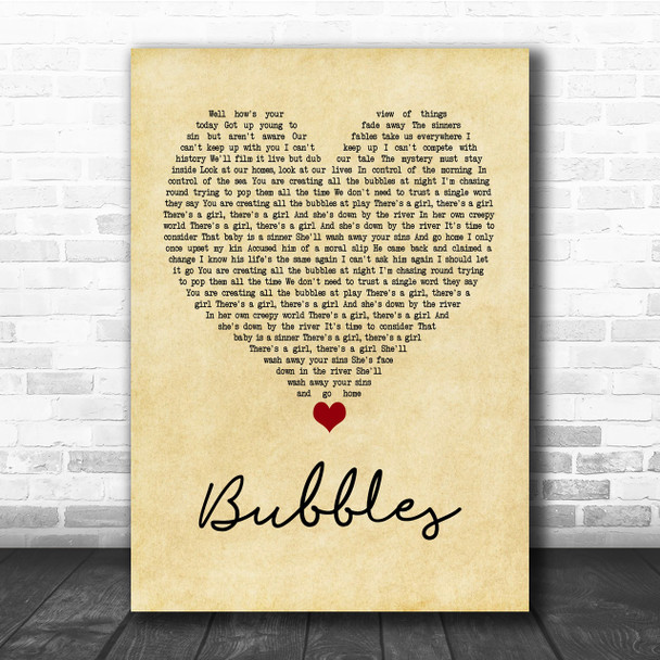 Biffy Clyro Bubbles Vintage Heart Quote Song Lyric Print