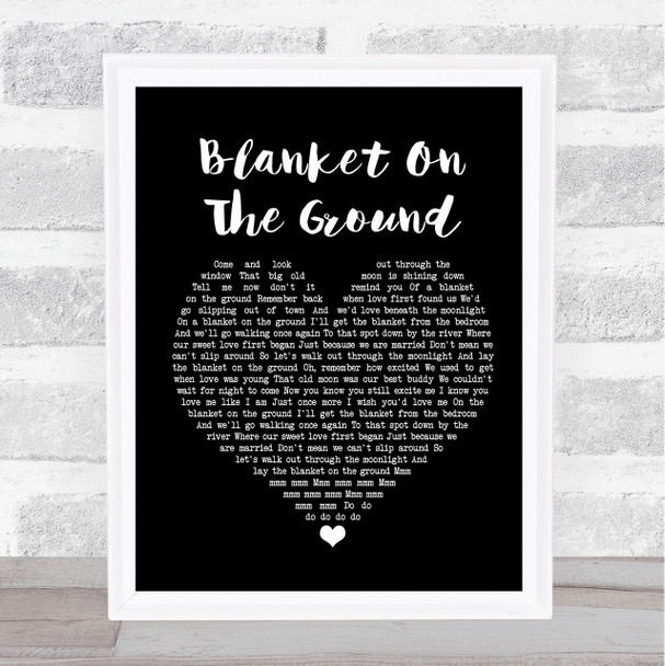 Billie Jo Spears Blanket On The Ground Black Heart Song Lyric Quote Print