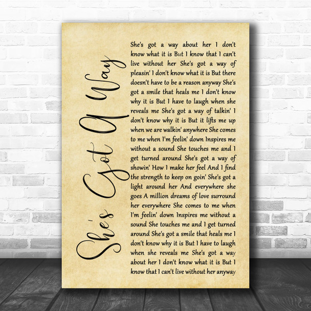 Billy Joel She's Got A Way Rustic Script Song Lyric Quote Print