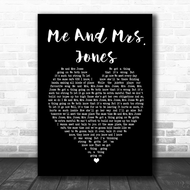 Billy Paul Me And Mrs Jones Black Heart Song Lyric Quote Print