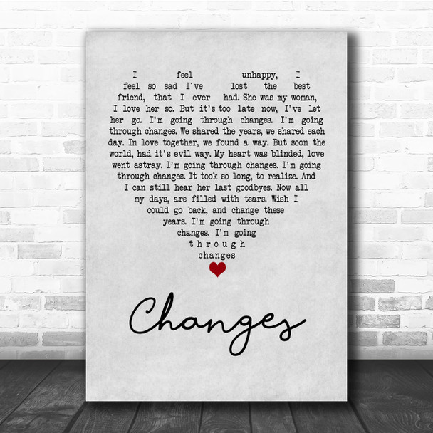 Black Sabbath Changes Grey Heart Quote Song Lyric Print