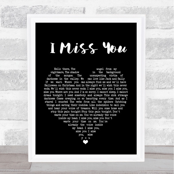 Blink-182 I Miss You Black Heart Song Lyric Quote Print