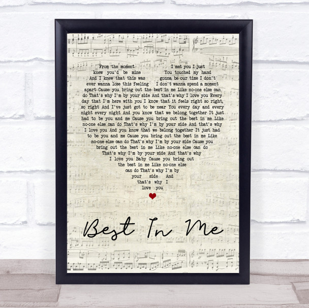 Blue Best In Me Script Heart Song Lyric Quote Print