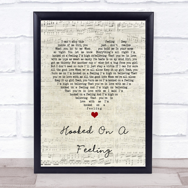 Blue Swede Hooked On A Feeling Script Heart Song Lyric Quote Print