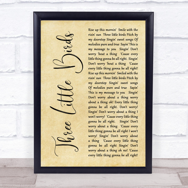 Bob Marley Three Little Birds Rustic Script Song Lyric Quote Print