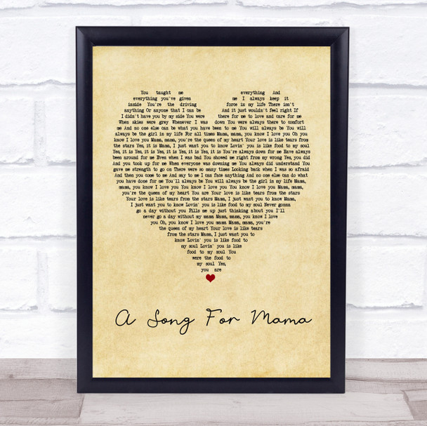 Boyz II Men A Song For Mama Vintage Heart Quote Song Lyric Print