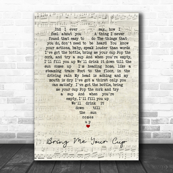Bring Me Your Cup UB40 Script Heart Quote Song Lyric Print